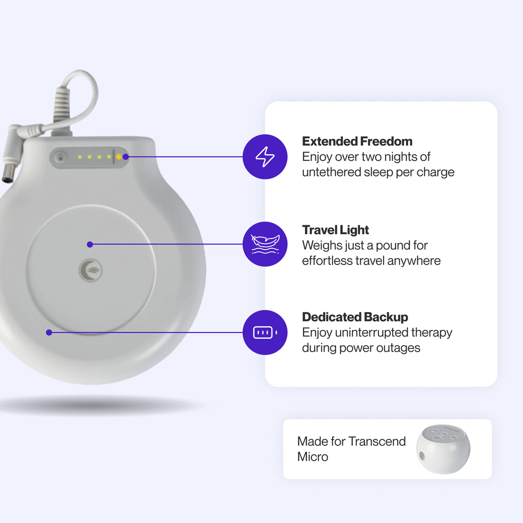 Transcend Micro PowerAway Companion Battery featuring lightweight design at just one pound, over two nights of power per charge, and backup power to take over during power loss.