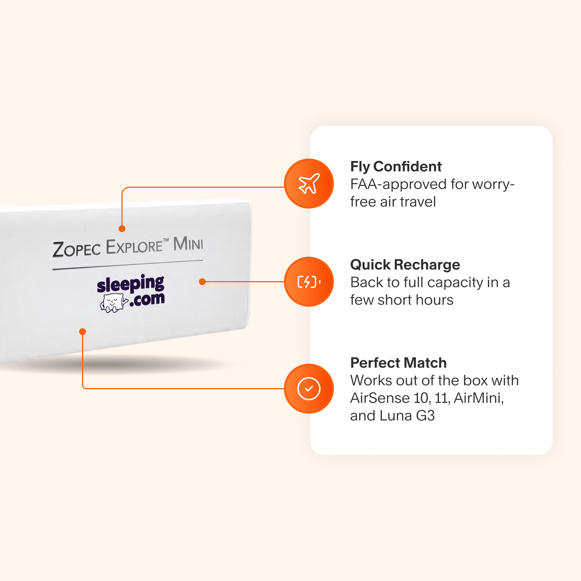 sleeping.com Zopec Explore Mini CPAP Battery