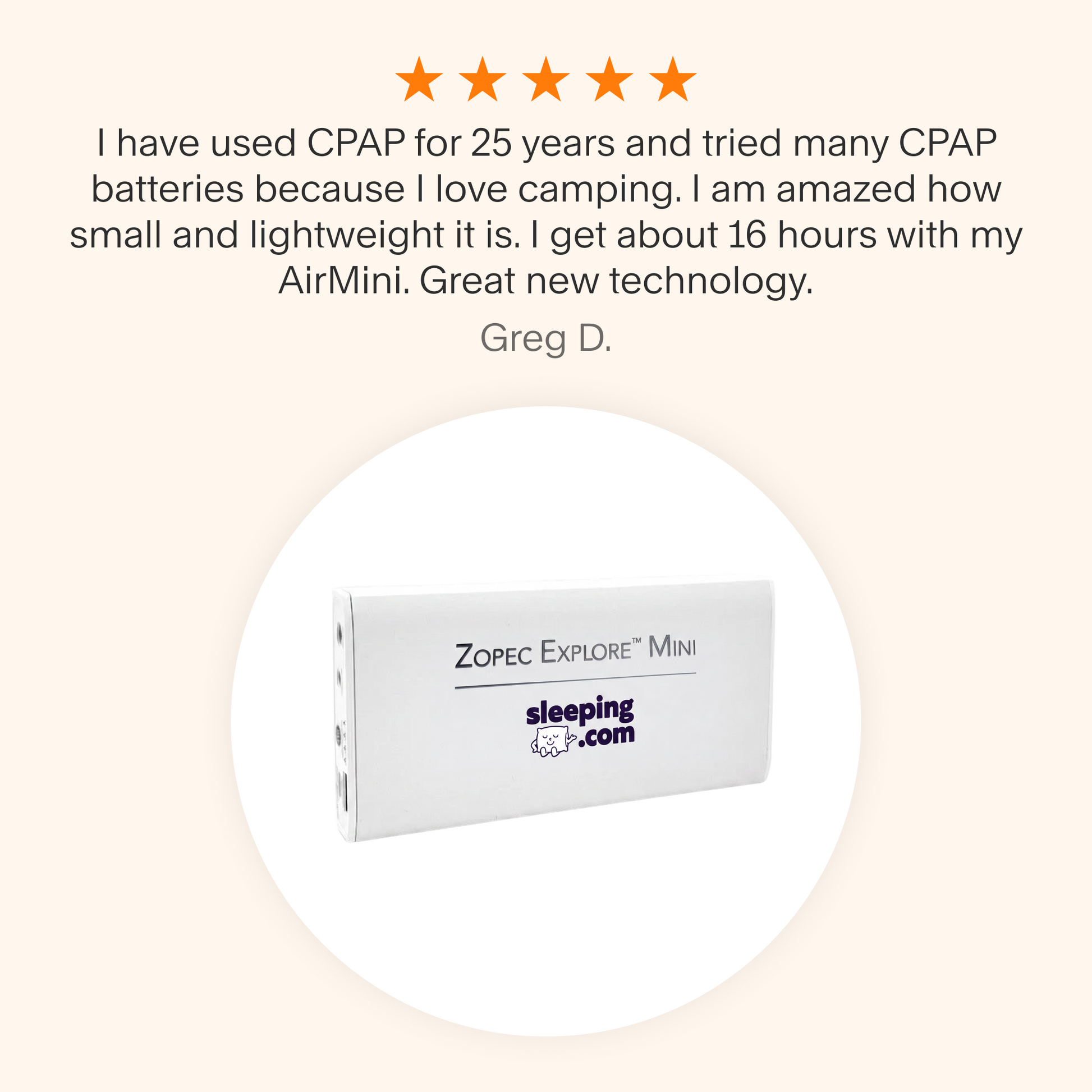 sleeping.com Zopec Explore Mini CPAP Battery