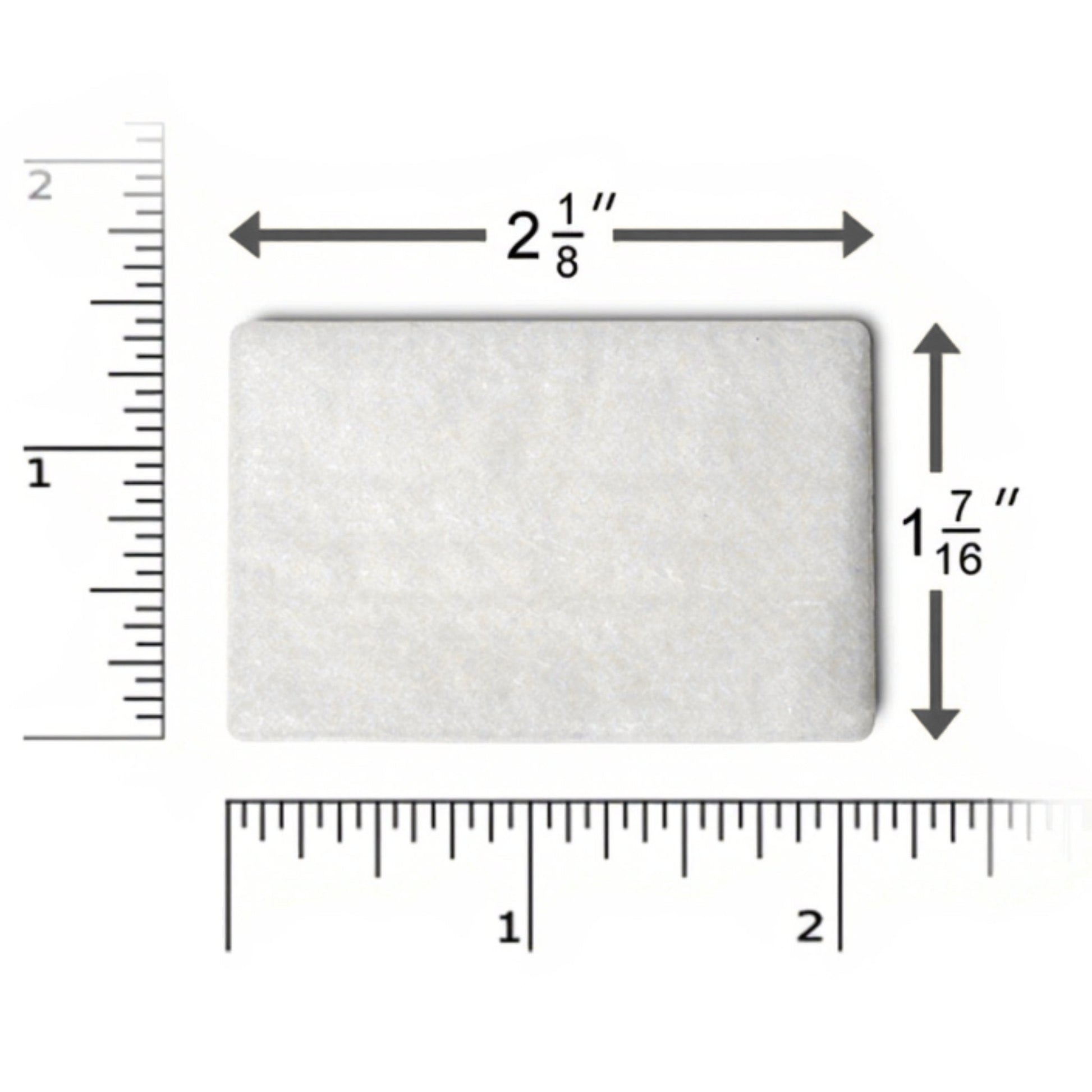airsense 10/resmed s9 filter on ruler, measuring 1 7/16" tall and 2 1/8" wide