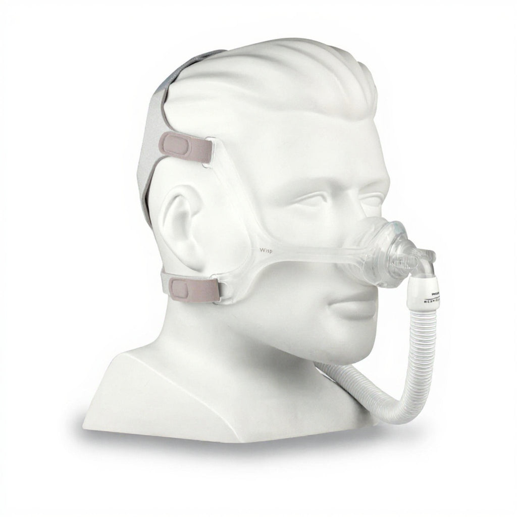 Wisp Nasal CPAP Mask - Clear Frame - Angled (On Mannequin - not included)