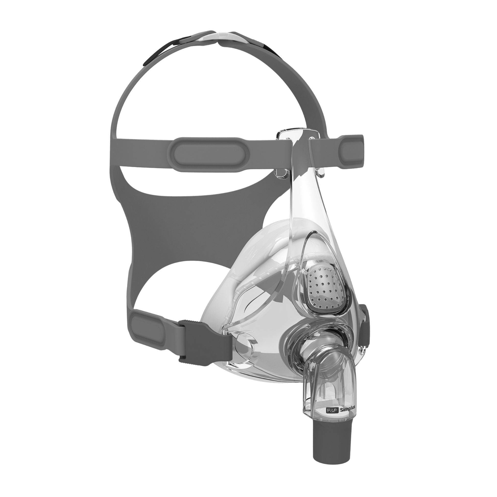 F&P simplus full face mask shown from the front, slightly angled