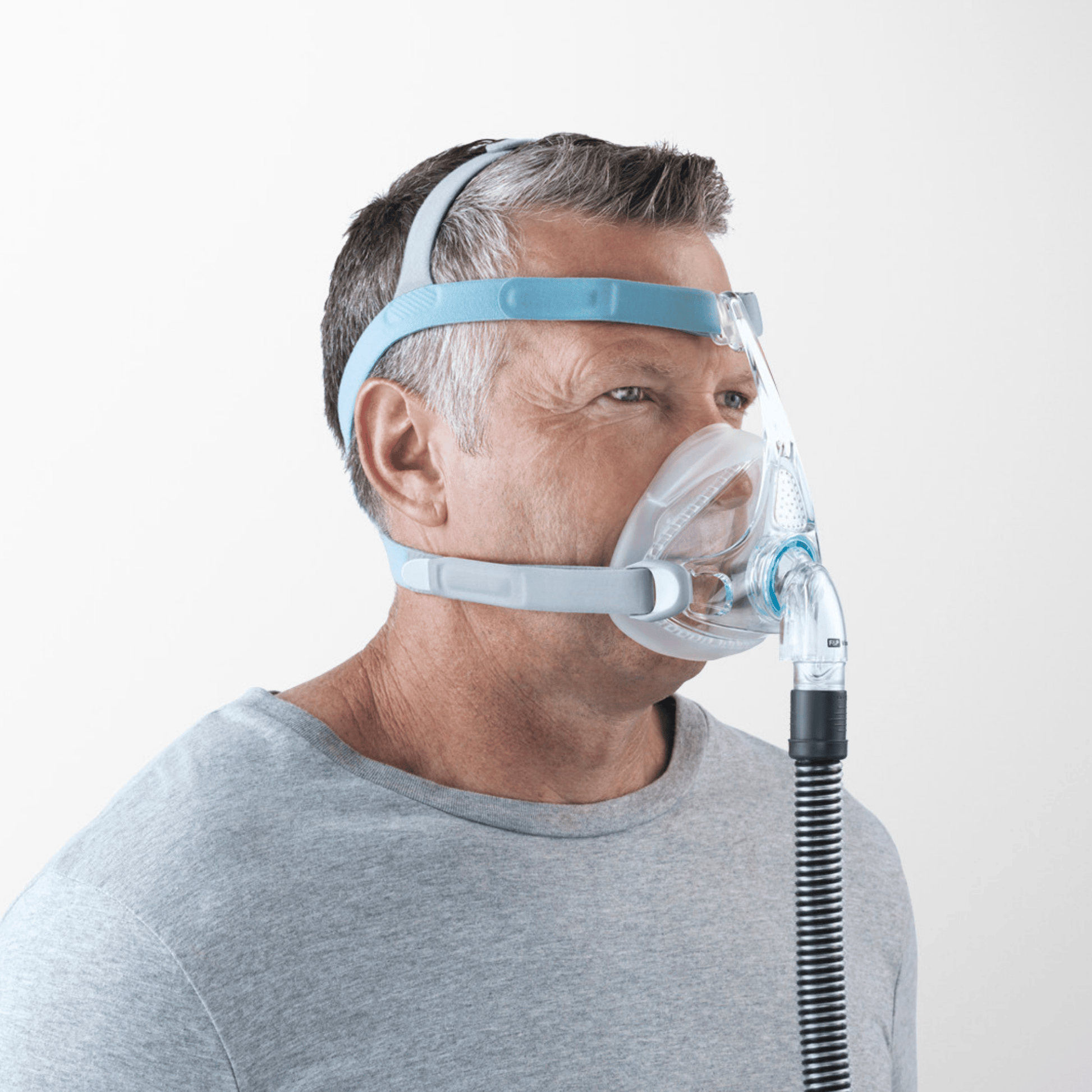man wearing f&p vitera shown from the side, angled