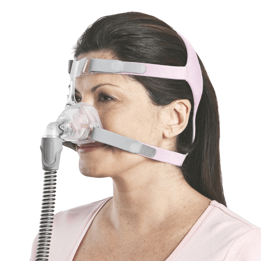 woman wearing mirage fx, seen from the side