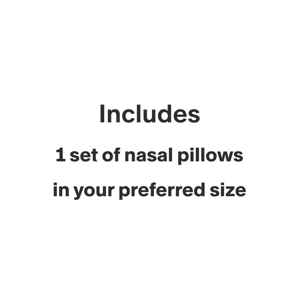 graphic calling out that this purchase only includes 1 set of nasal pillows for the selected mask in your chosen size