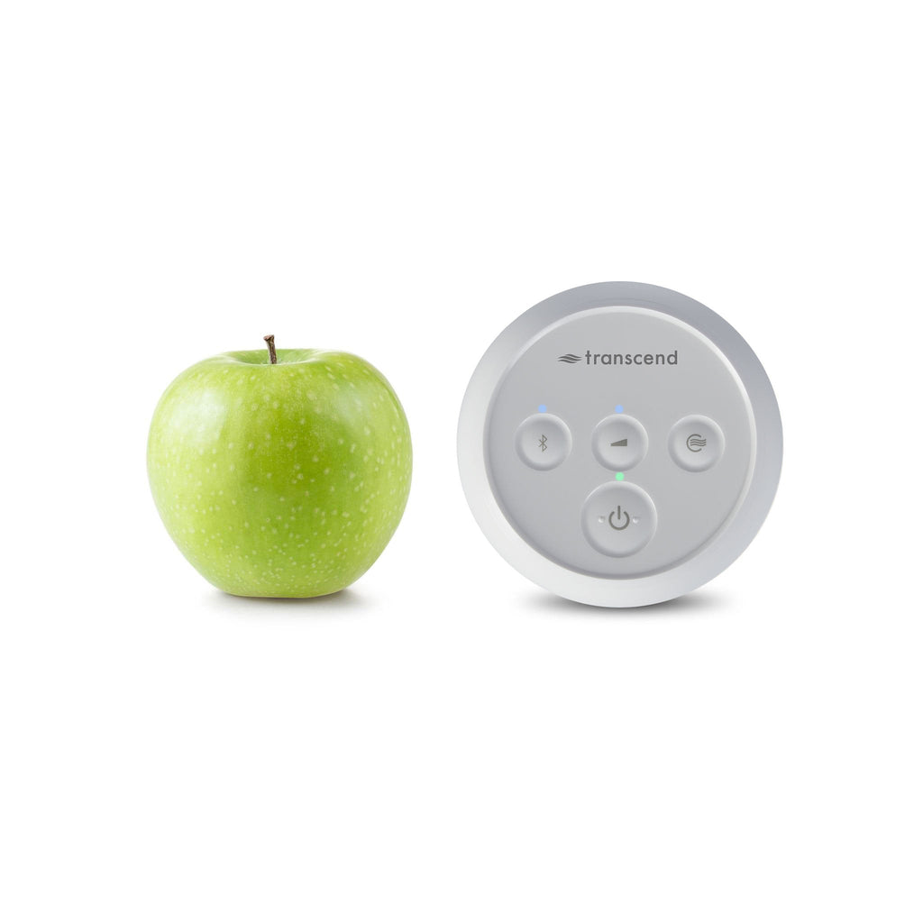 Transcend micro sitting next to apple for size comparison
